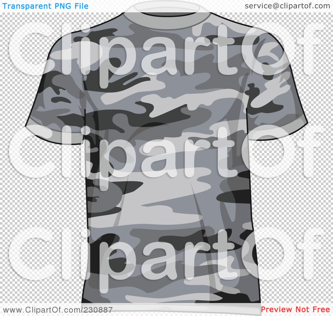 Royalty-Free (RF) Clipart Illustration of a Man's Gray Camo T Shirt by ...