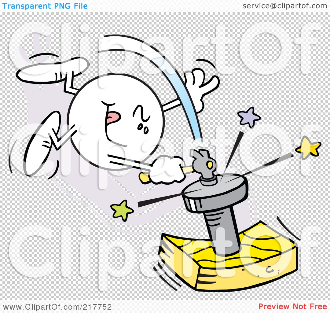 Royalty-Free (RF) Clipart Illustration of a Moodie Character Hitting A Nail  On The Head by Johnny Sajem #217752