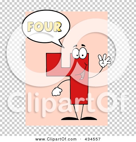 Royalty-Free (RF) Clipart Illustration of a Number Four Character With