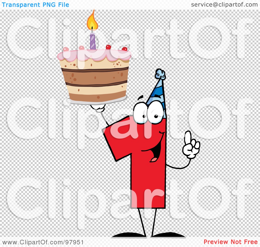 Royalty-Free (RF) Clipart Illustration of a Number One Holding Up A ...