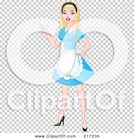 Royalty-Free (RF) Clipart Illustration of a Pretty Blond Maid In A Blue