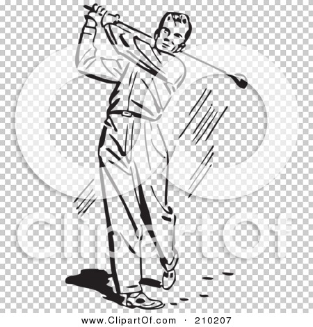 Royalty-Free (RF) Clipart Illustration of a Retro Black And White Man