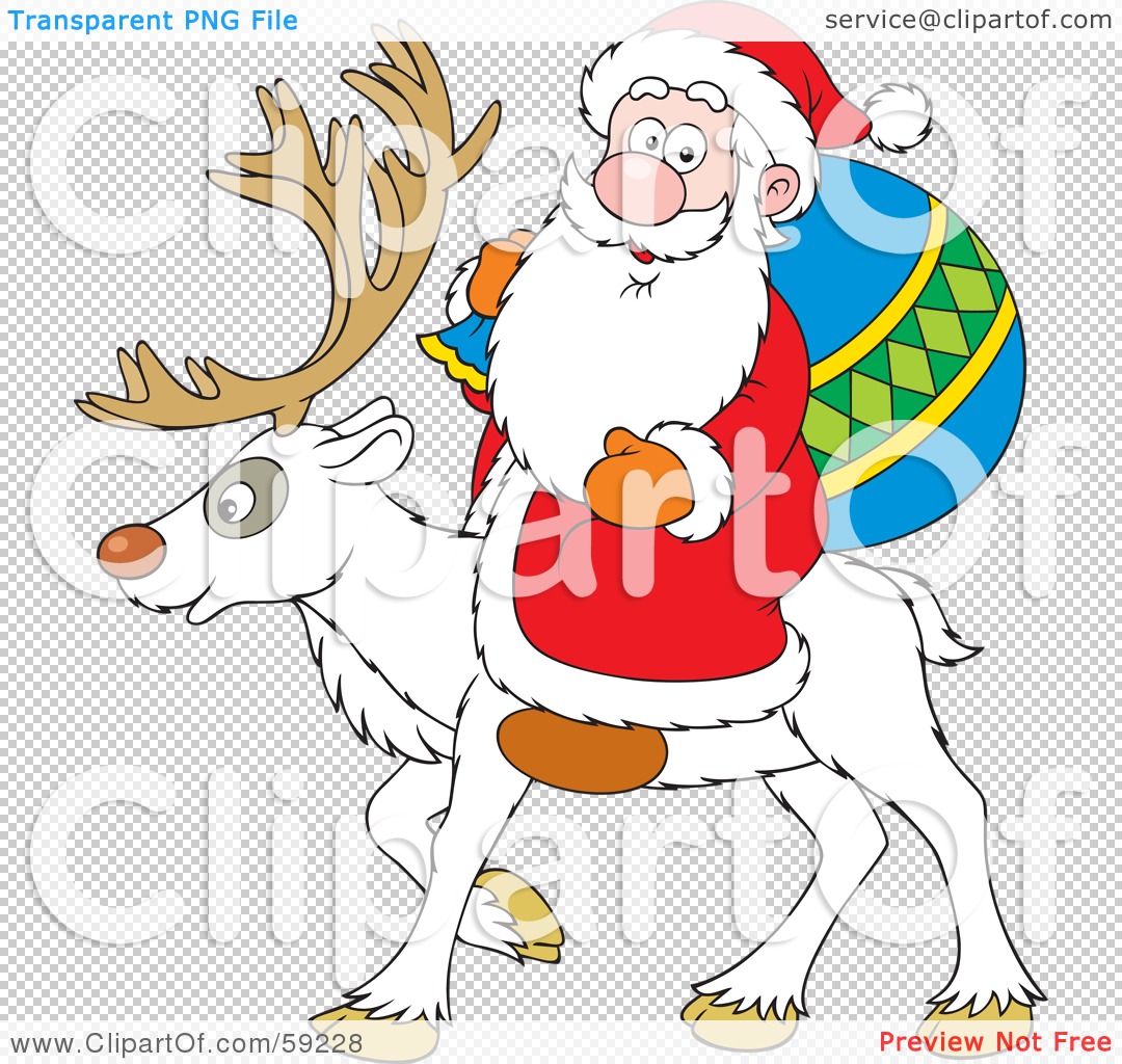 Royalty-Free (RF) Clipart Illustration of a Santa Riding On The Back Of