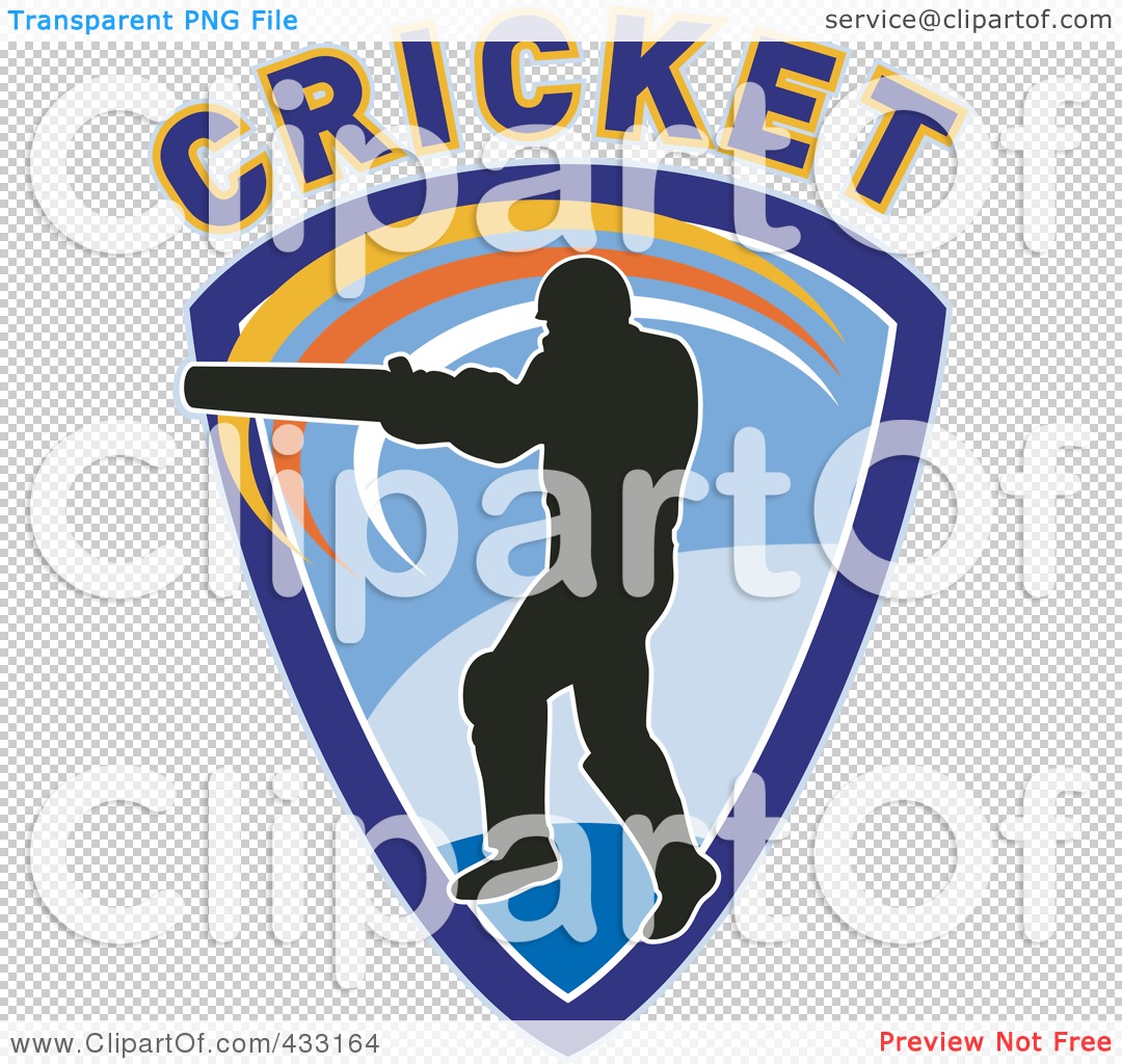 Royalty-Free (RF) Clipart Illustration of a Silhouetted Batsman Hitting ...