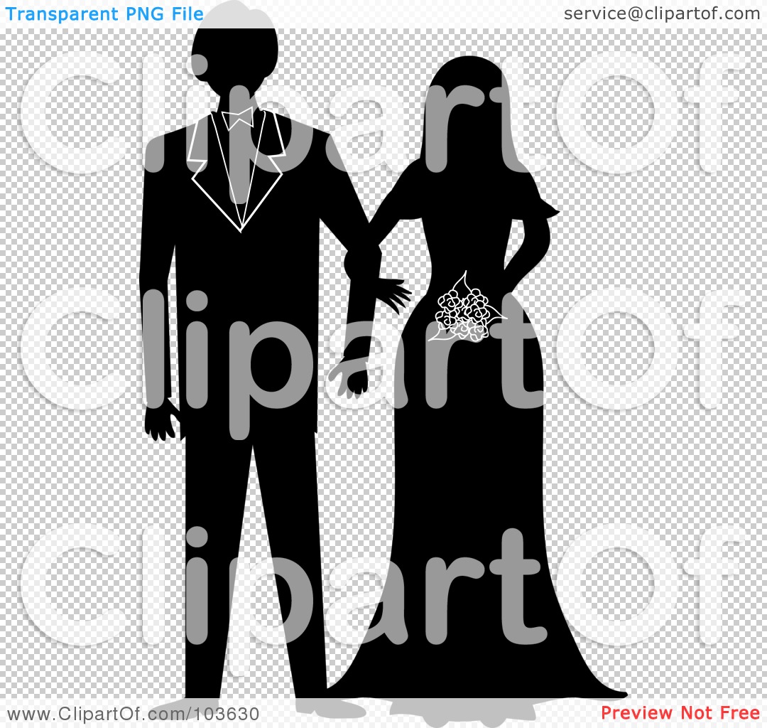 Royalty-Free (RF) Clipart Illustration of a Silhouetted Bride And Groom ...