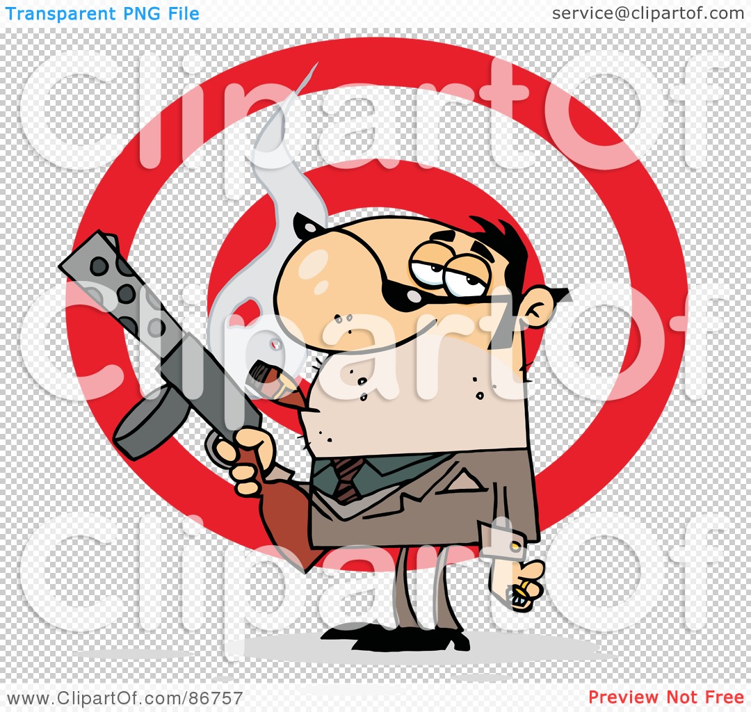 Royalty Free Rf Clipart Illustration Of A Tough Cigar Smoking Mobster Holding A Submachine Gun