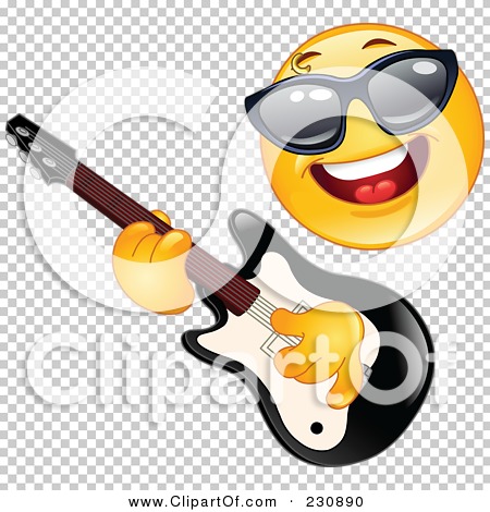 Royalty-Free (RF) Clipart Illustration of a Yellow Emoticon Rock Star ...