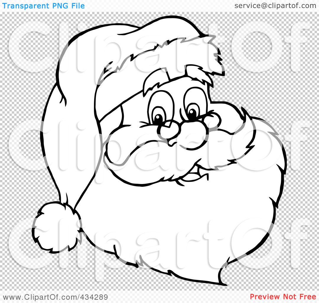 Royalty-Free (RF) Clipart Illustration of an Outline of Santa's Face by