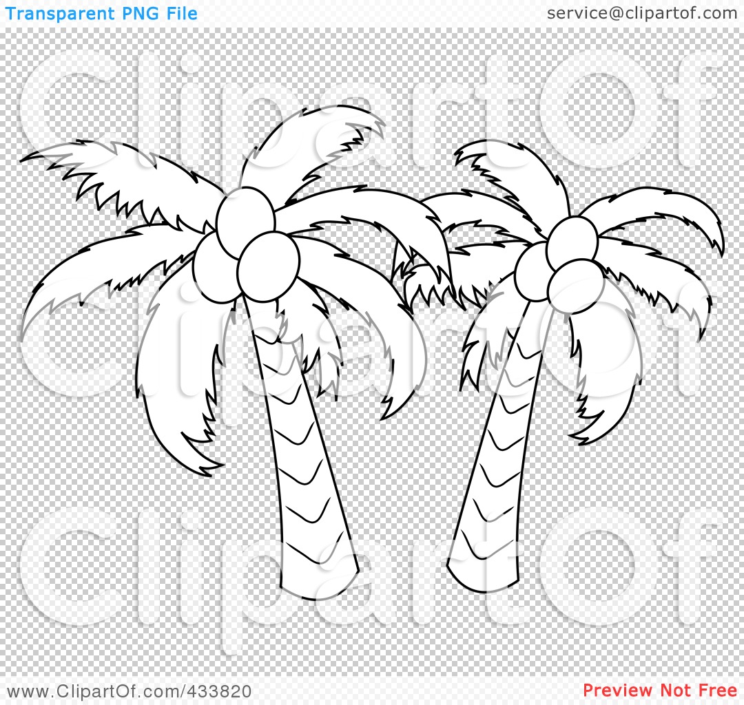 Royalty-Free (RF) Clipart Illustration of an Outline Of Two Coconut