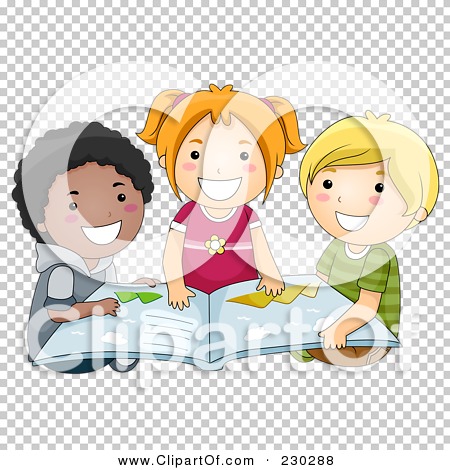 Royalty-Free (RF) Clipart Illustration of Diverse School Kids Reading A ...