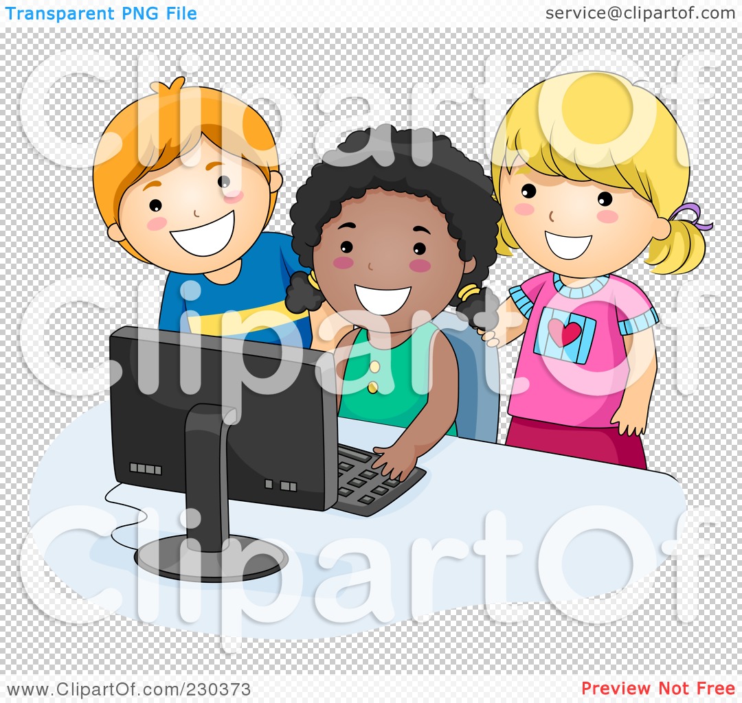Royalty-Free (RF) Clipart Illustration of Diverse School Kids Using A ...