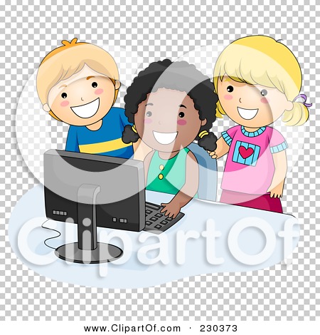 Royalty-Free (RF) Clipart Illustration of Diverse School Kids Using A ...