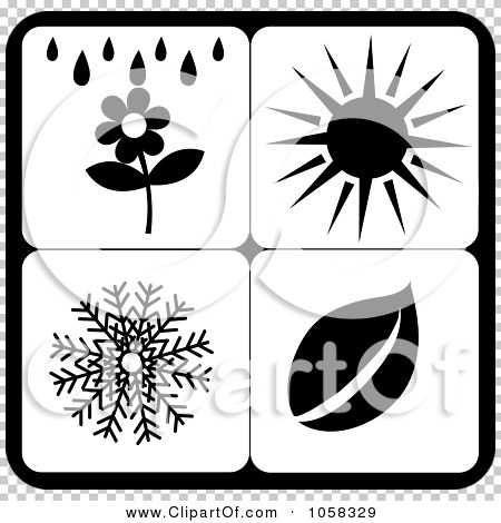 four seasons clipart black and white