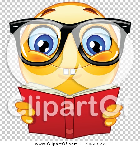 Royalty-Free Vector Clip Art Illustration of a Nerdy Emoticon Reading A ...