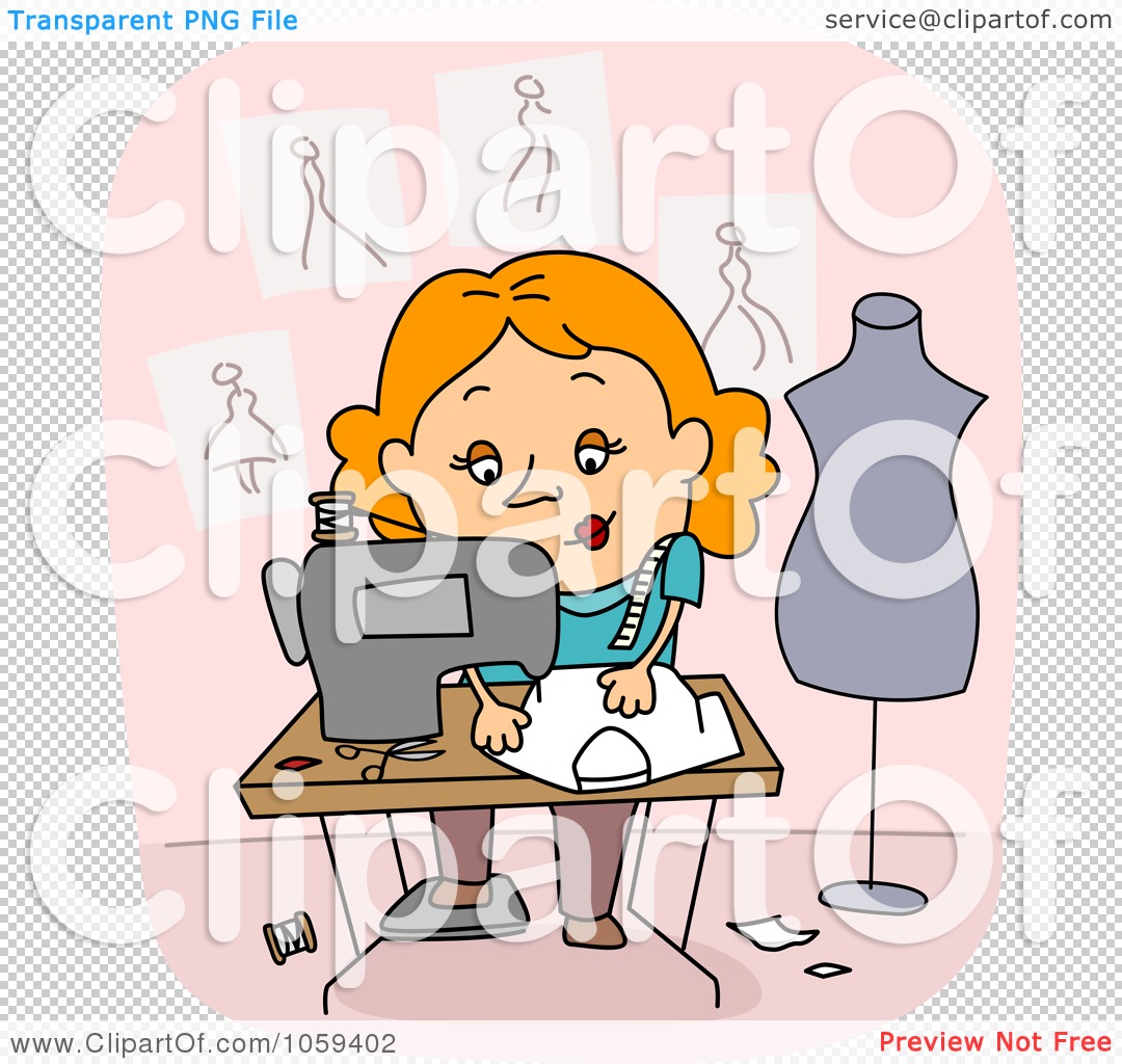 Royalty-Free Vector Clip Art Illustration of a Seamstress Using A ...
