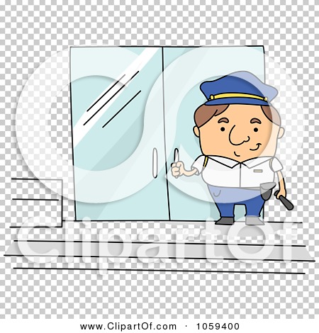 Royalty-Free Vector Clip Art Illustration of a Security Guard By Doors