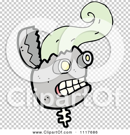 Vector Cartoon Robot Head 9 - Royalty Free Clipart Graphic by