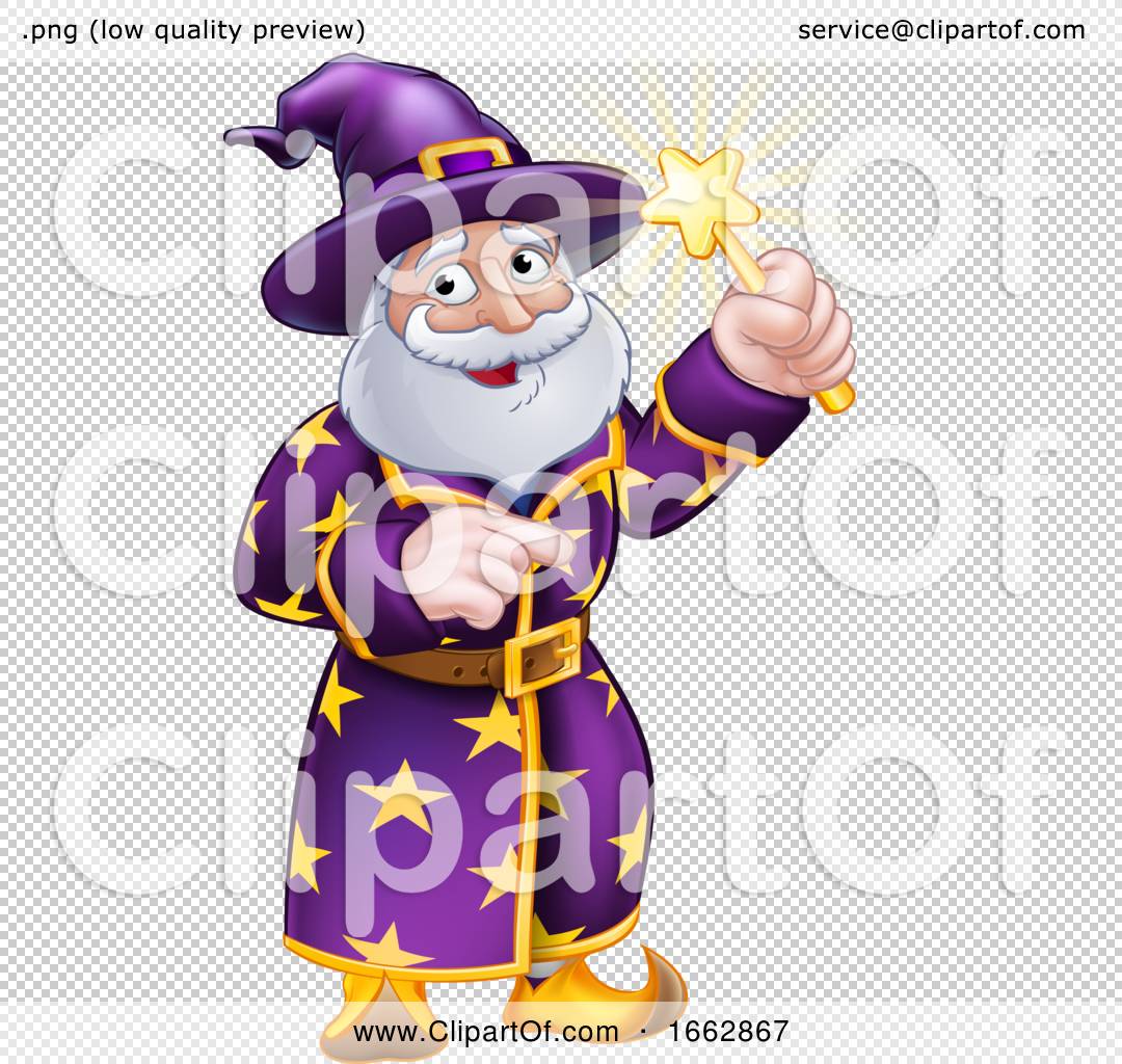 Wizard Cartoon Character Pointing by AtStockIllustration #1662867