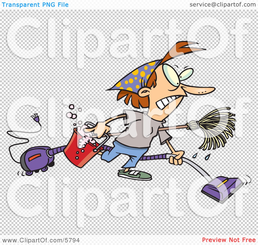 Woman Wearing Herself Out While Doing Spring Cleaning Clipart ...